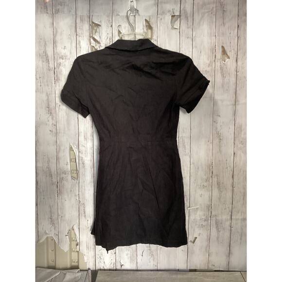 BCBGeneration Women' Black 100% Coton linen wrap mini dress Size 2 - Picture 3 of 5
